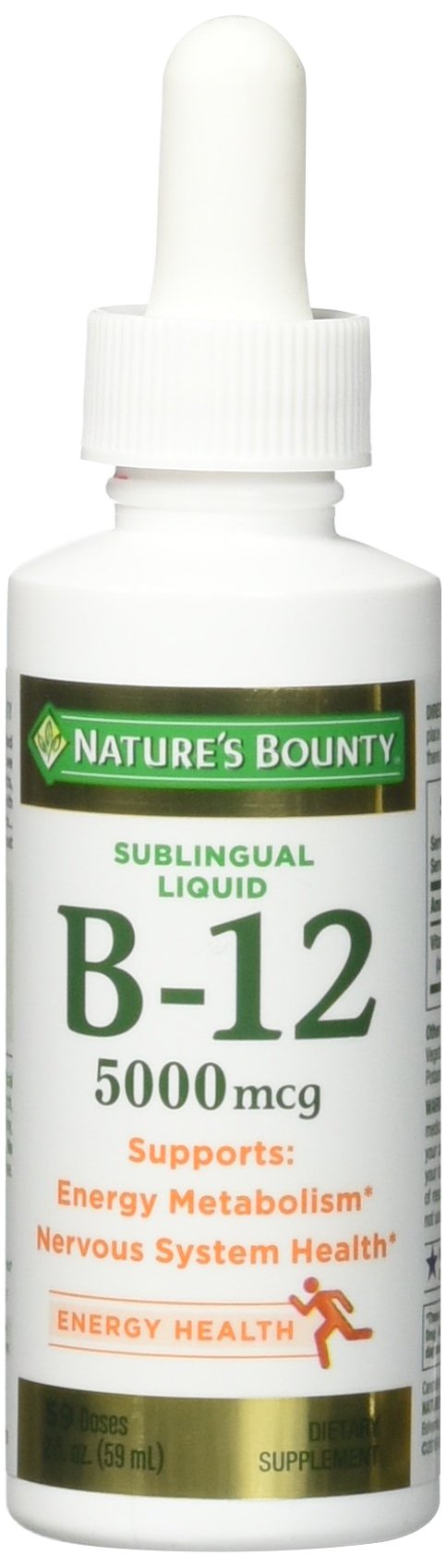 Nature's Bounty B-12 5000 mcg Líquido Sublingual - Energía y Salud - 2 oz (Paquete de 5)