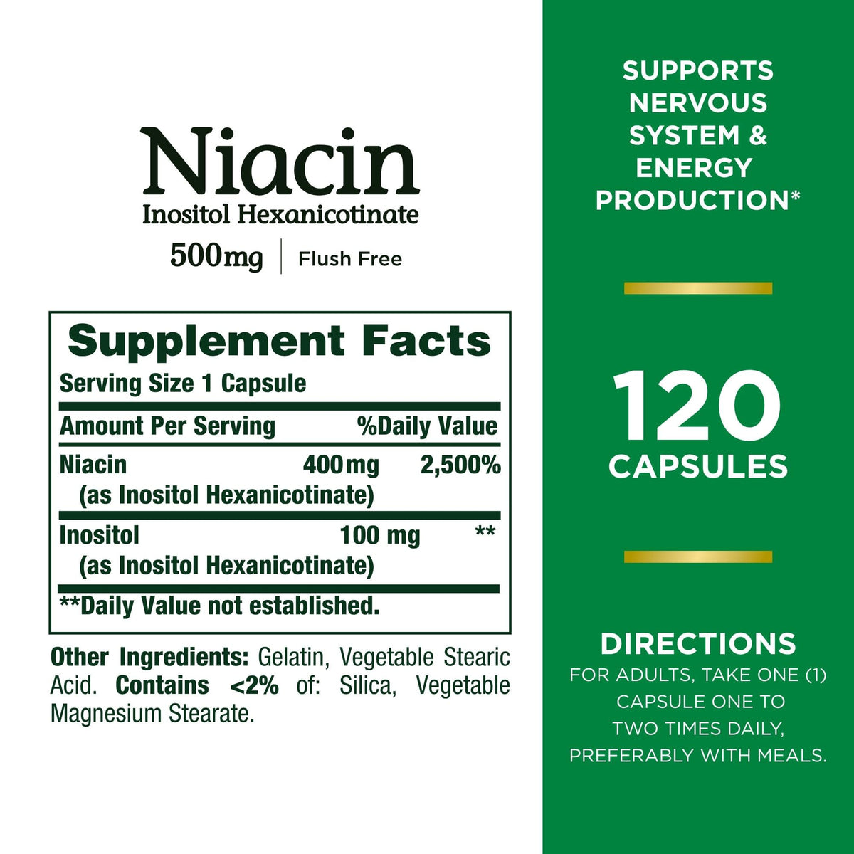 Nature's Bounty Niacin Flush Free 500mg – 3 x 120 Capsules - Calm Era
