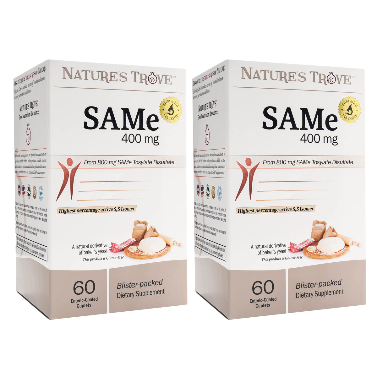 Nature's Trove SAM-e 400mg - 120 Cápsulas Entéricas para el Apoyo del Ánimo y las Articulaciones