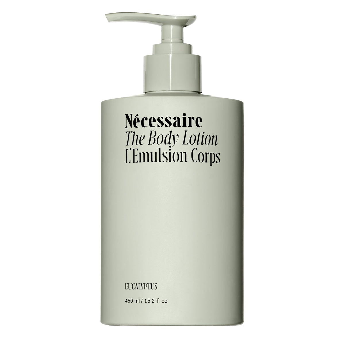 Body lotion bottle with pump on a white background