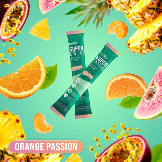 Nello Supergreens Greens Powder Orange | 20 Servings Travel Pack
