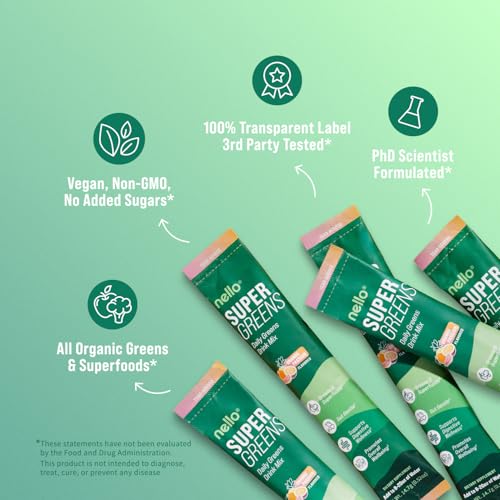 Nello Supergreens Greens Powder Orange | 20 Servings Travel Pack