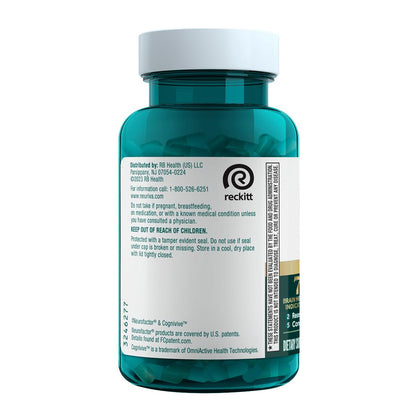 NEURIVA Ultra Suplemento Cerebral para Enfoque, Memoria y Alerta — Paquete de 2, 60 Cápsulas