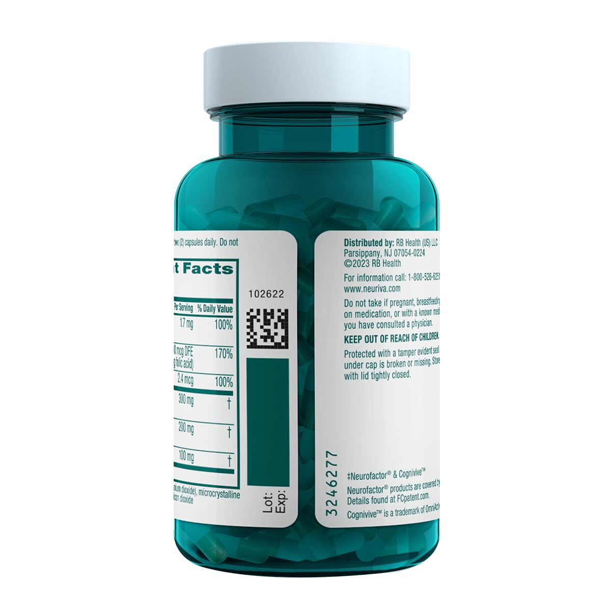 NEURIVA Ultra Suplemento Cerebral para Enfoque, Memoria y Alerta — Paquete de 2, 60 Cápsulas