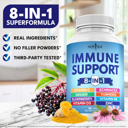 New Age 8-in-1 Immune Support Booster 180 Capsules Pack of 3 - Calm Era