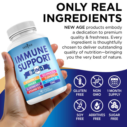 New Age 8-in-1 Immune Support Booster 180 Capsules Pack of 3 - Calm Era