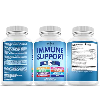 New Age 8-in-1 Immune Support Booster 180 Capsules Pack of 3 - Calm Era