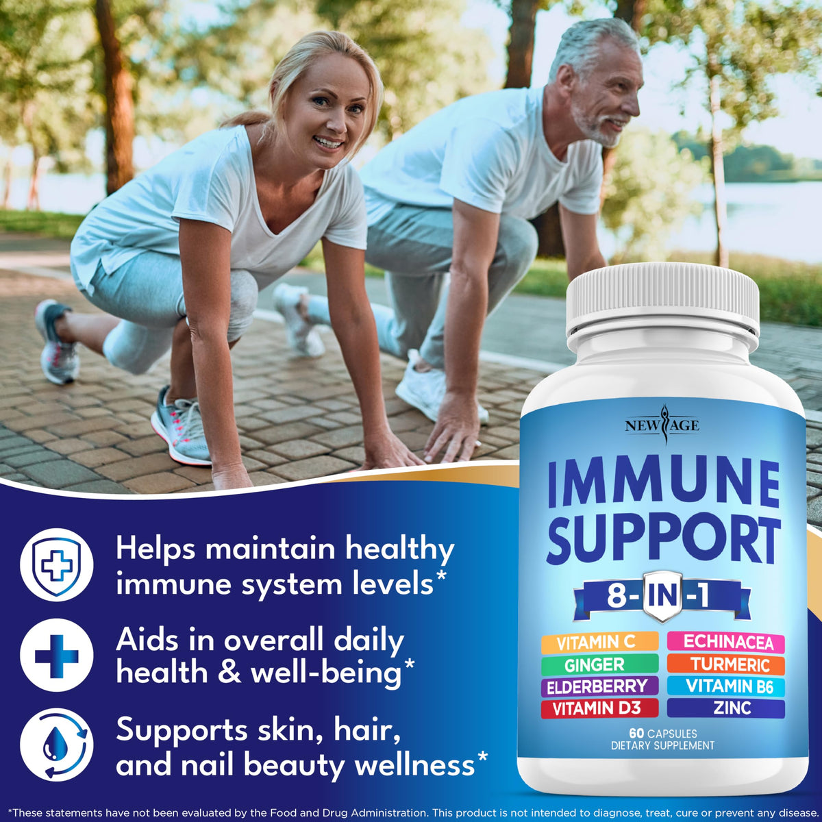 New Age 8-in-1 Immune Support Booster 180 Capsules Pack of 3 - Calm Era