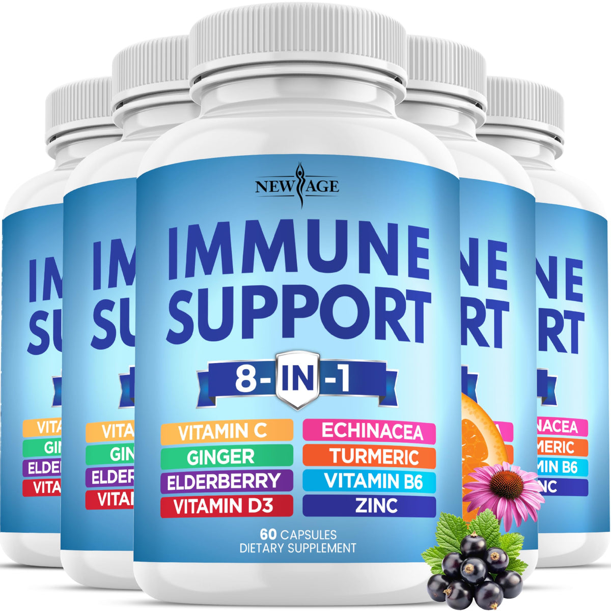 New Age 8-in-1 Immune Support Capsules – 5 Pack - Calm Era