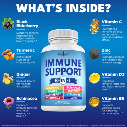 New Age 8-in-1 Immune Support Capsules – 5 Pack - Calm Era