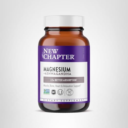 New Chapter Magnesium + Ashwagandha 325 mg Glycinate – 90 ct, 2.5x Absorption | Non-GMO - Calm Era
