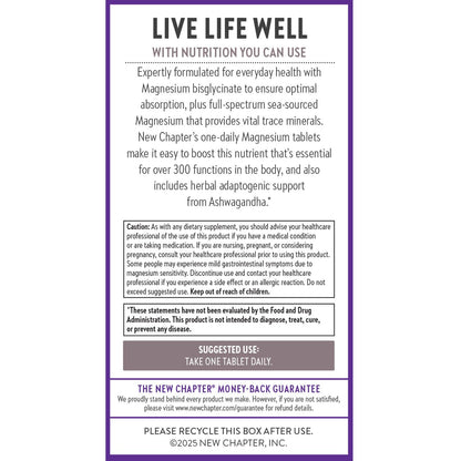 New Chapter Magnesium + Ashwagandha 325 mg Glycinate – 90 ct, 2.5x Absorption | Non-GMO - Calm Era