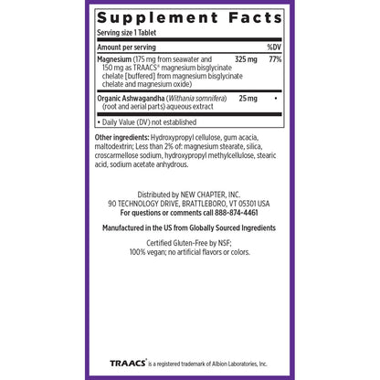 New Chapter Magnesium + Ashwagandha 325 mg Glycinate – 90 ct, 2.5x Absorption | Non-GMO - Calm Era
