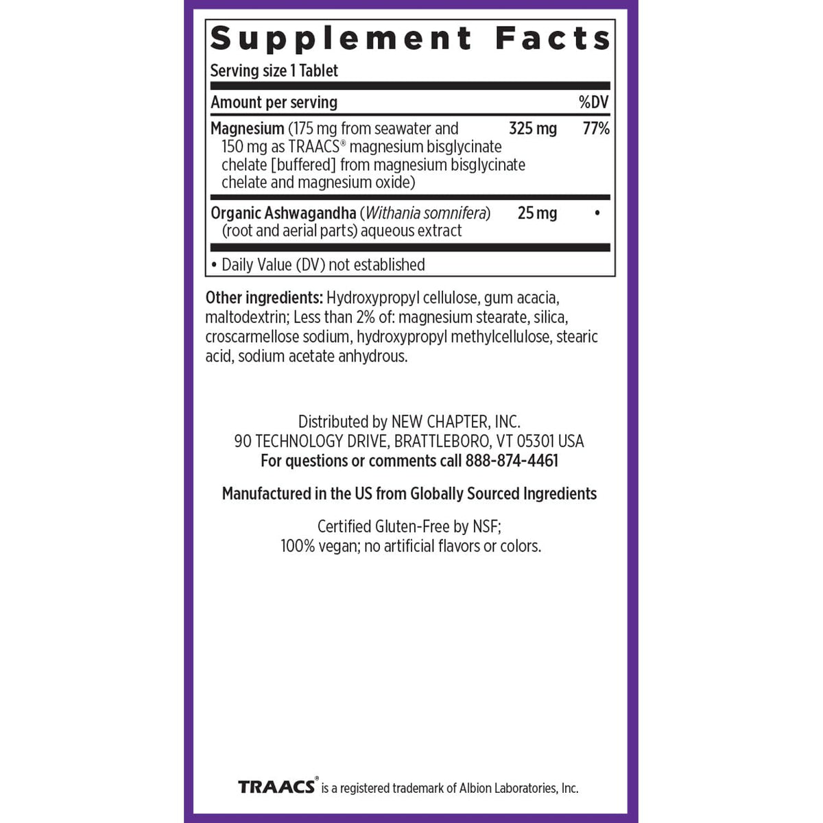New Chapter Magnesium + Ashwagandha 325 mg Glycinate – 90 ct, 2.5x Absorption | Non-GMO - Calm Era