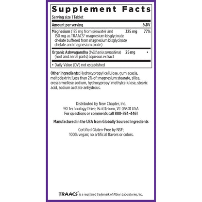 New Chapter Magnesium + Ashwagandha Supplement - 325 mg, 60 ct, 2-Month Supply | 2.5x Absorption - Calm Era