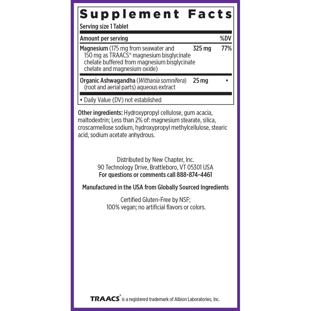 New Chapter Magnesium Glycinate + Ashwagandha Supplement 325 mg – 2.5x Absorption, Non-GMO, 30 ct
