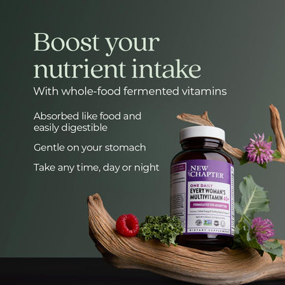 New Chapter Multivitamínico para Mujer 40+ | Uno al día, vitaminas fermentadas, suave para el estómago vacío