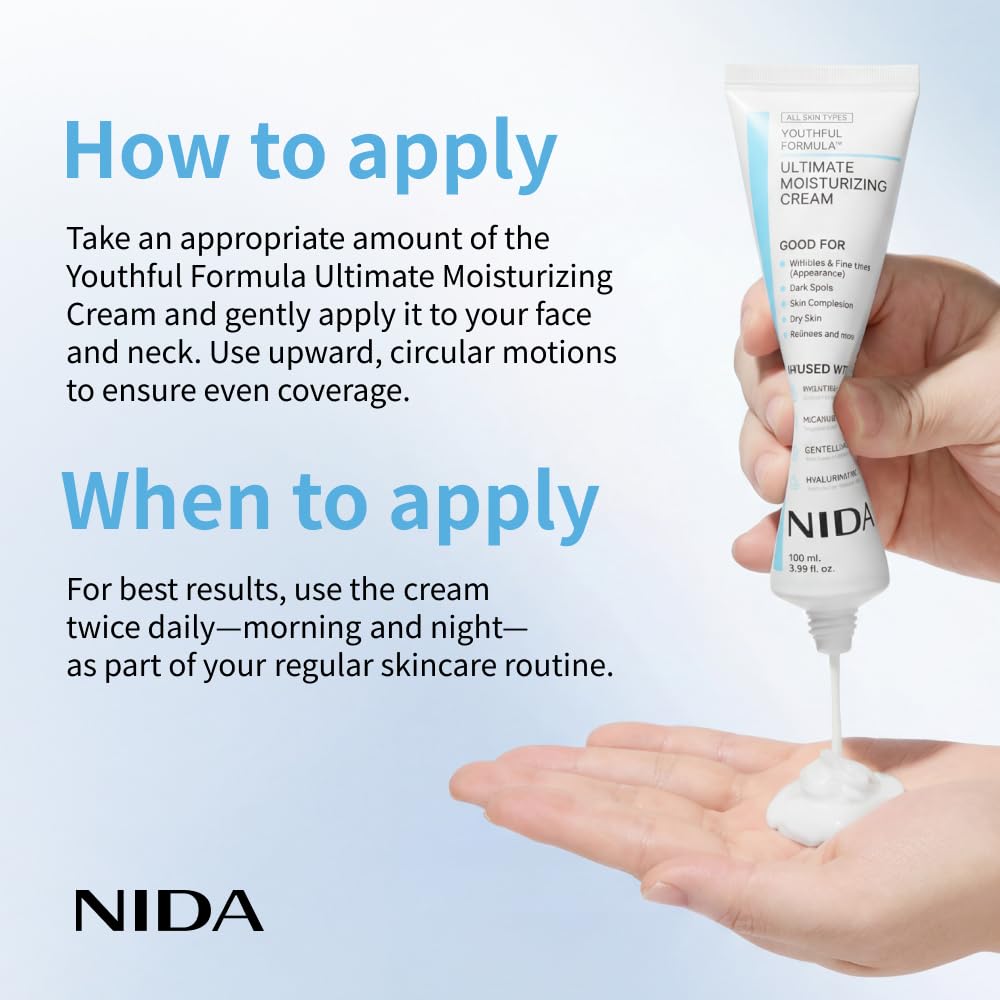 NIDA Crema Hidratante Fórmula Joven – Centella, Ácido Hialurónico, Niacinamida y Colágeno