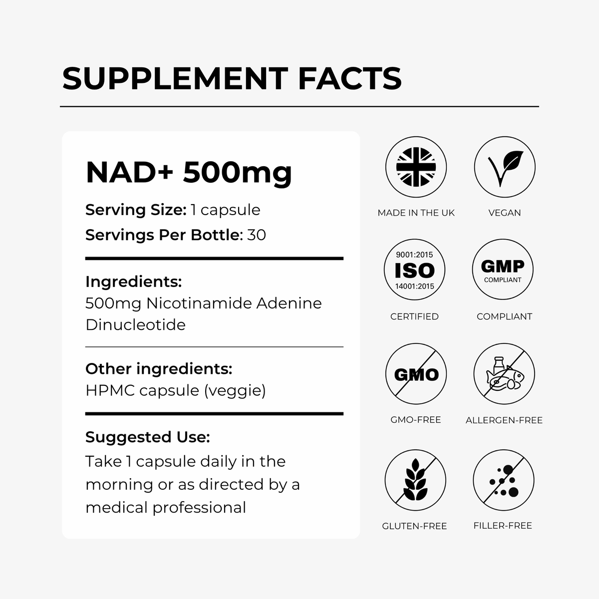 Charava NAD+ 500mg Capsules
