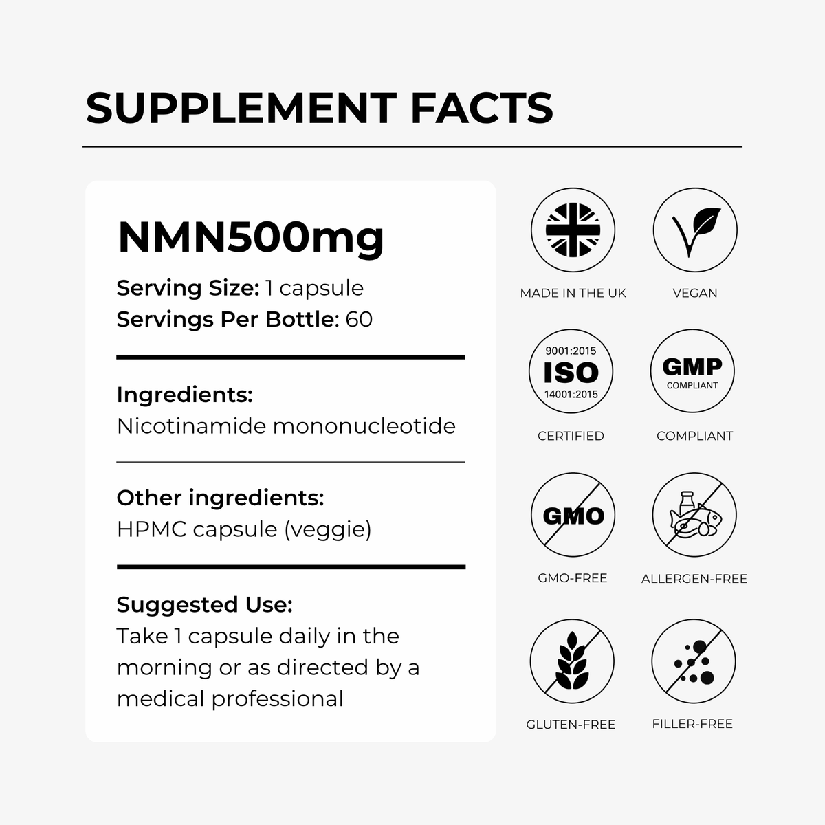 Cápsulas Charava NMN 500 mg — Reforzador de NAD+ Galardonado