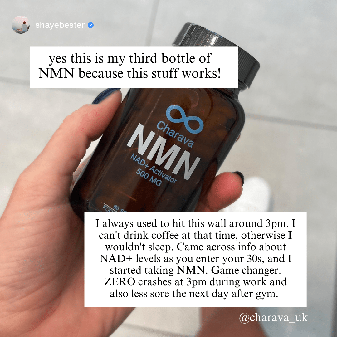 Cápsulas Charava NMN 500 mg — Reforzador de NAD+ Galardonado