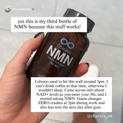 Cápsulas Charava NMN 500 mg — Reforzador de NAD+ Galardonado