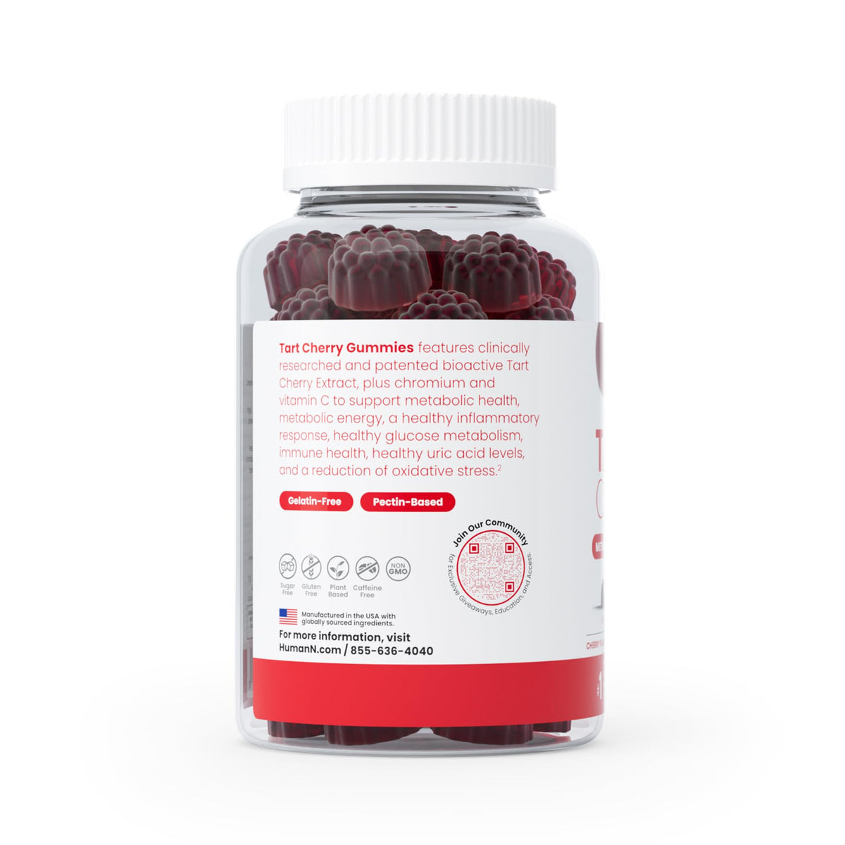 Gomitas de tarta de cereza Humann – Certificado deportivo NSF, sin azúcar y vegano
