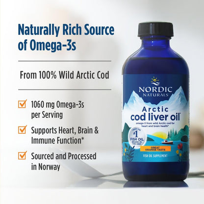 Nordic Naturals Arctic Cod Liver Oil Orange – 8oz | 1060mg Omega-3