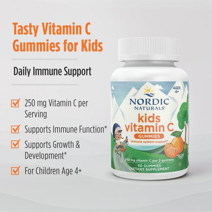 Nordic Naturals Gomitas de vitamina C para niños — Mandarina ácida, 60 gomitas