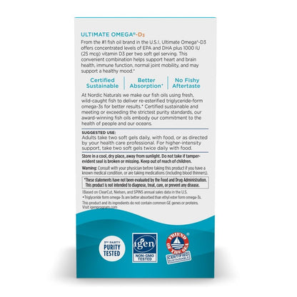Nordic Naturals Ultimate Omega-D3 Limón | 90 cápsulas blandas, 1280 mg Omega-3 + 1000 UI D3