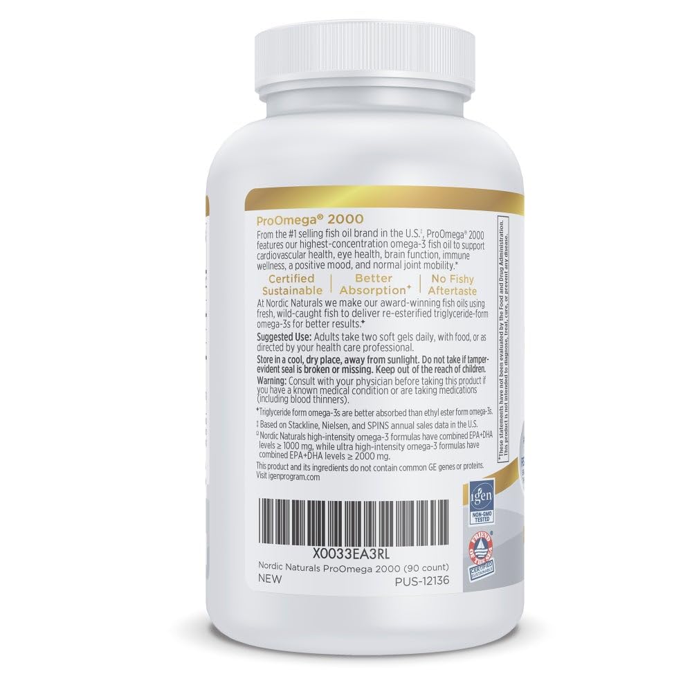 Nordic Naturals ProOmega 2000 Lemon Flavor – Ultra High-Potency Omega-3 (EPA & DHA) – 90 Soft Gels - Calm Era