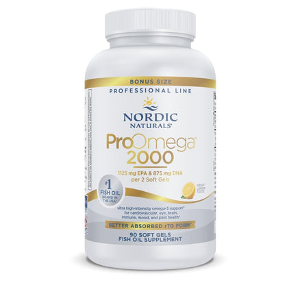 Nordic Naturals ProOmega 2000 Lemon Flavor – Ultra High-Potency Omega-3 (EPA & DHA) – 90 Soft Gels - Calm Era