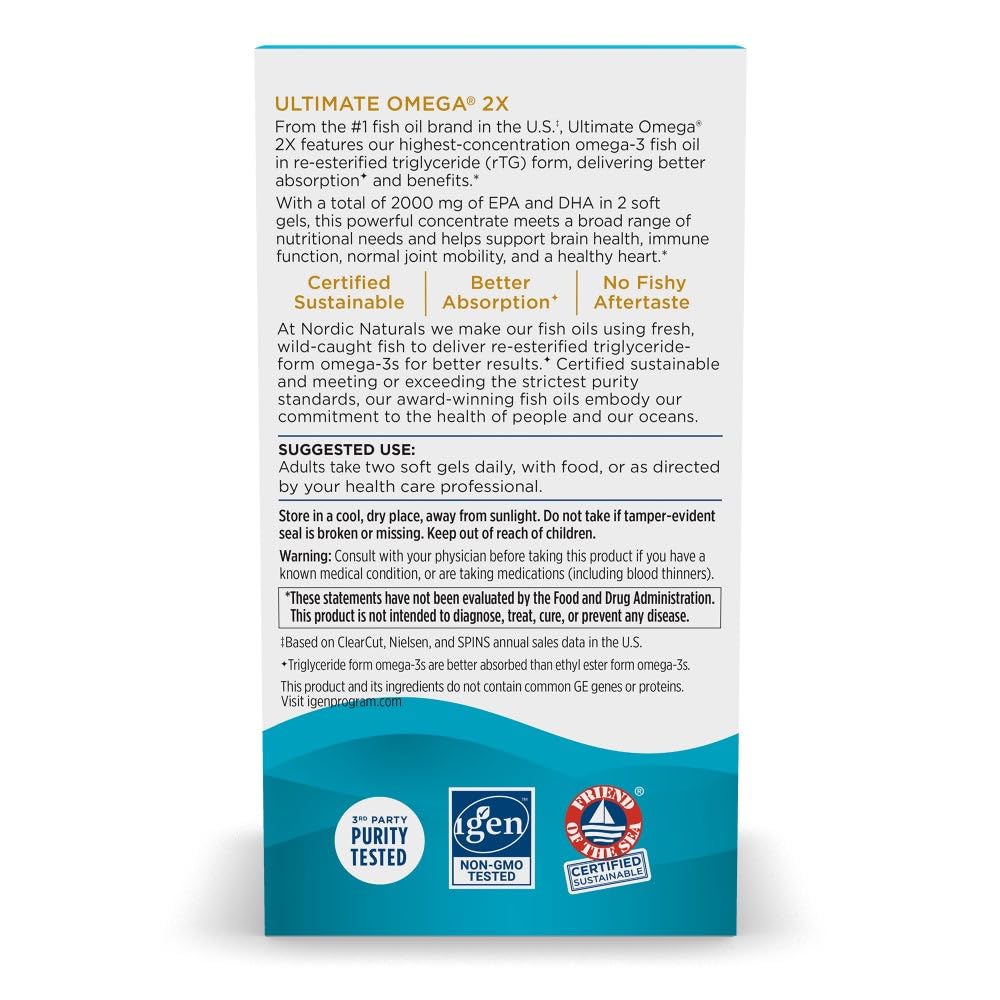 Nordic Naturals Ultimate Omega 2X Lemon – 180 Soft Gels, 2150 mg Omega-3 (90 Servings) - Calm Era
