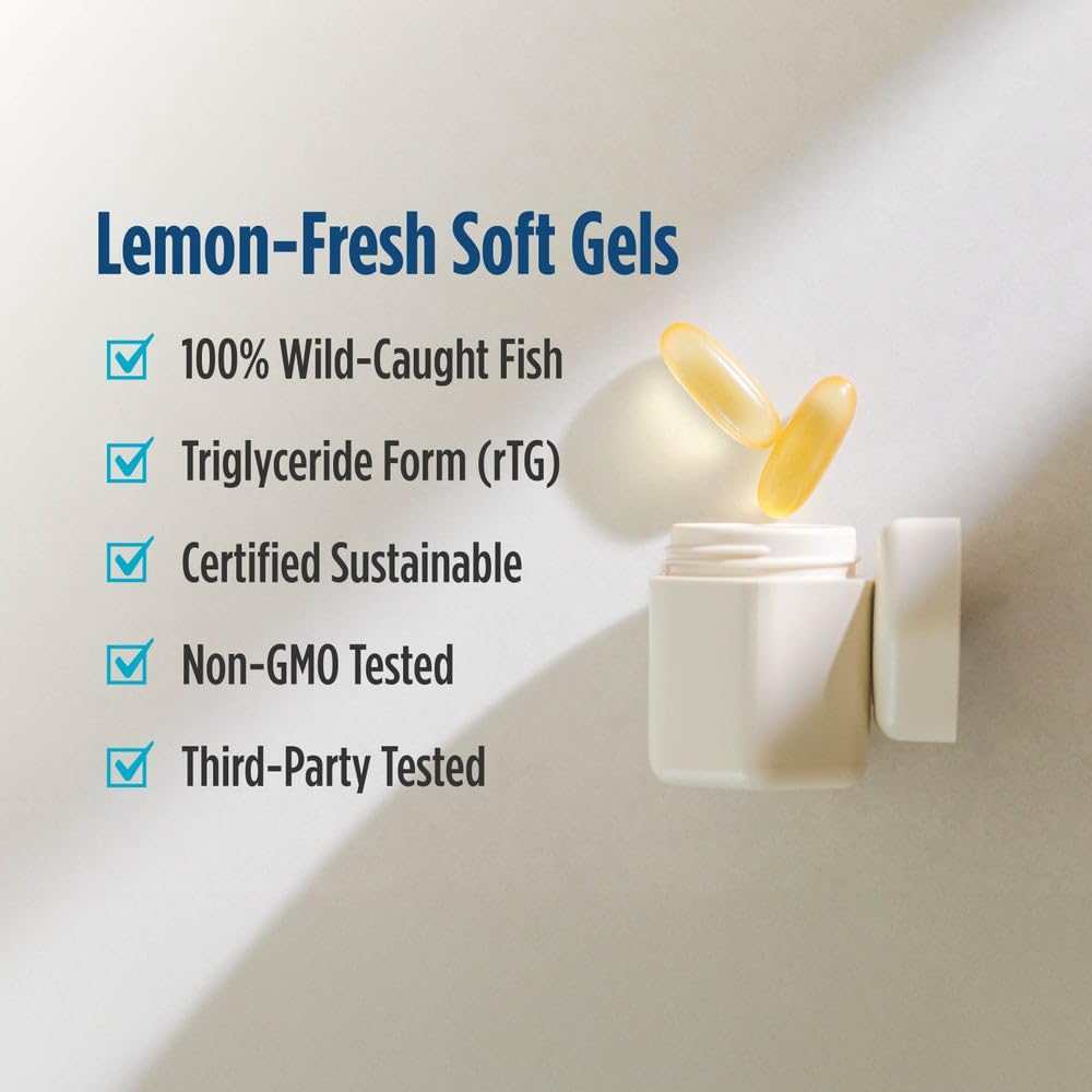 Nordic Naturals Ultimate Omega 2X Lemon – 180 Soft Gels, 2150 mg Omega-3 (90 Servings) - Calm Era