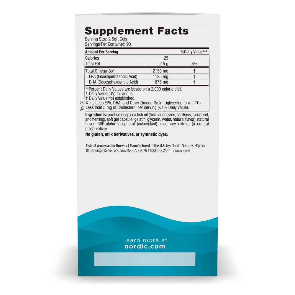 Nordic Naturals Ultimate Omega 2X Lemon – 180 Soft Gels, 2150 mg Omega-3 (90 Servings) - Calm Era