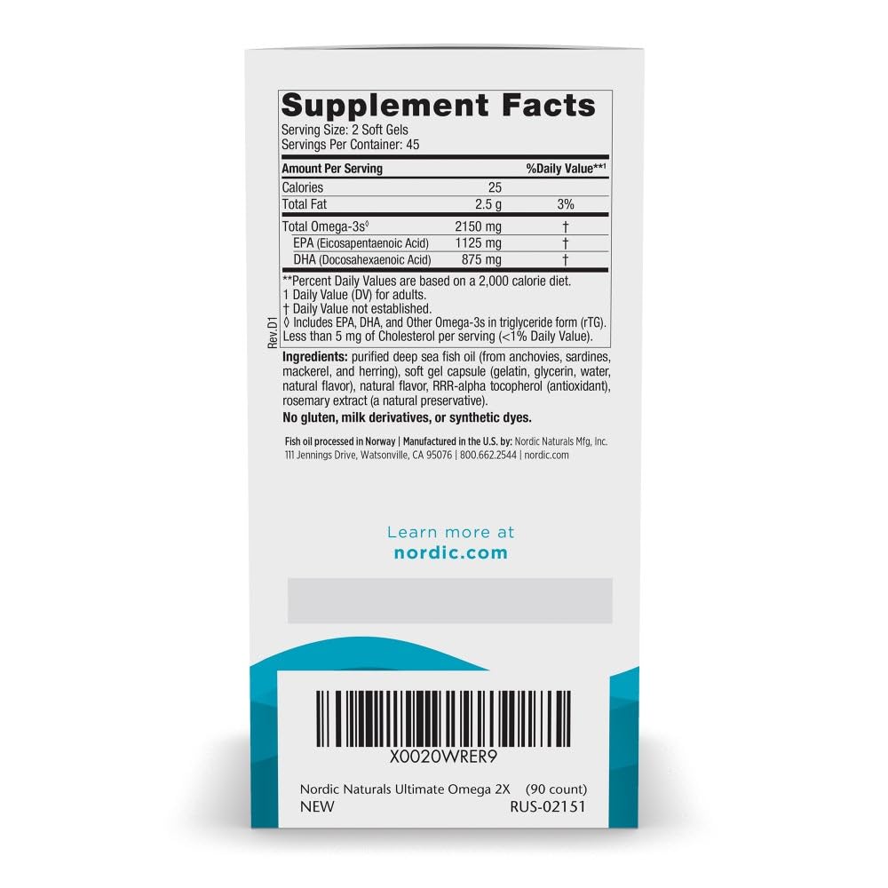Nordic Naturals Ultimate Omega 2X Lemon - High-Potency Omega-3 (EPA & DHA) - 90 Soft Gels - Calm Era