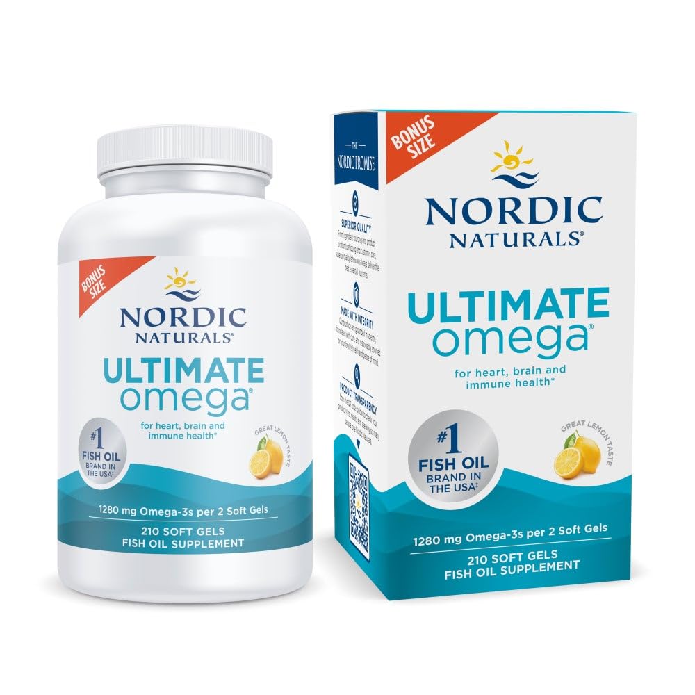 Nordic Naturals Ultimate Omega Lemon Flavor - 210 Soft Gels, 1280 mg Omega-3 | EPA & DHA - Calm Era