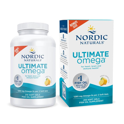 Nordic Naturals Ultimate Omega Lemon Flavor - 210 Soft Gels, 1280 mg Omega-3 | EPA & DHA - Calm Era