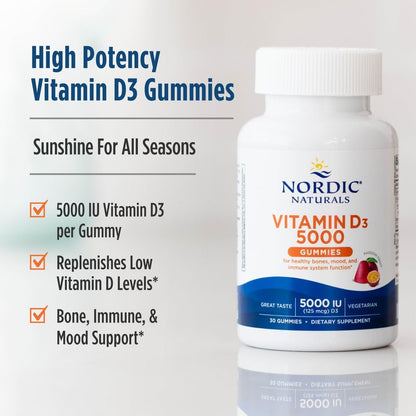 Gomitas de vitamina D3 5000 UI de Nordic Naturals — Maracuyá, 30 porciones