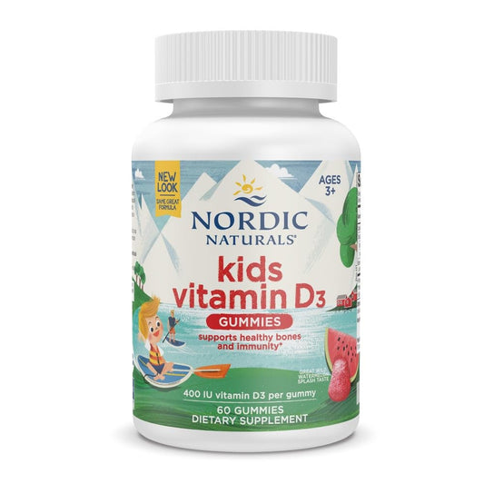 Nordic Naturals Vitamina D3 Niños — Sandía Salvaje, 400 UI, 60 unidades