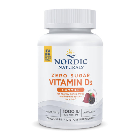 Nordic Naturals Gomitas de vitamina D3 sin azúcar – Bayas silvestres | 1000 UI | 60 gomitas