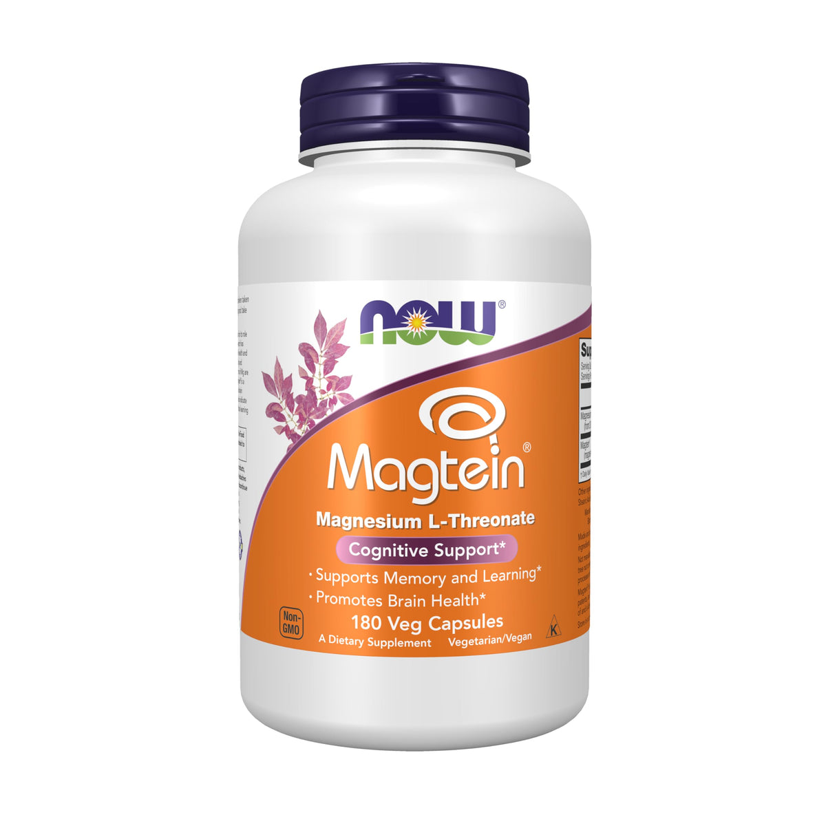 NOW Foods Magtein L-Treonato de Magnesio – Soporte Cognitivo, 180 Cápsulas Vegetales