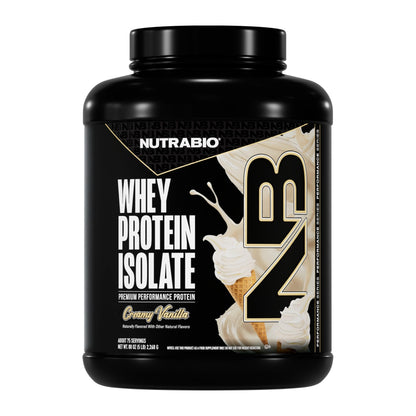 NutraBio Aislado de Proteína de Suero 100% Vainilla Cremosa 5lb