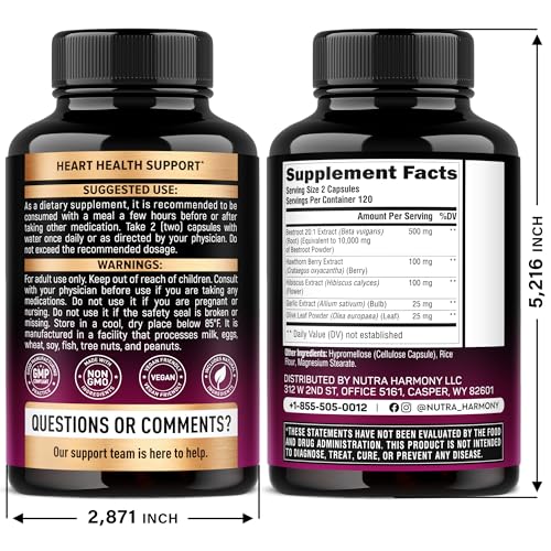 NutraHarmony Beet Root 5-in-1 Complex Capsules — Heart Health & Blood Pressure Support — 240 Capsules, Made in USA - Calm Era
