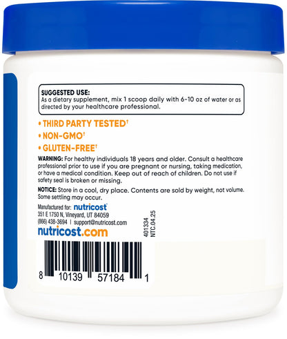 Nutricost Ácido Ascórbico en Polvo Vitamina C — 0.5 lbs (8 oz)