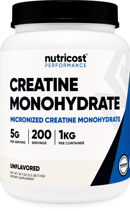 Nutricost Creatine Monohydrate Micronized Powder (1 KG) – 200 Servings, Pure Creatine Monohydrate - Calm Era
