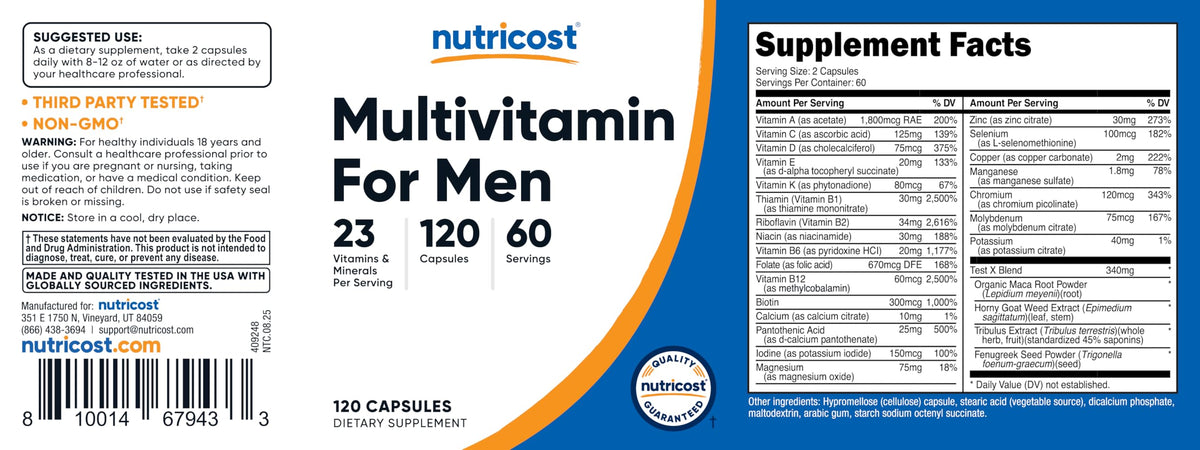 Nutricost Multivitamínico para Hombres — 120 Cápsulas