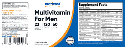 Nutricost Multivitamínico para Hombres — 120 Cápsulas