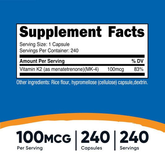 Nutricost Vitamina K2 MK-4 100mcg — 240 Cápsulas