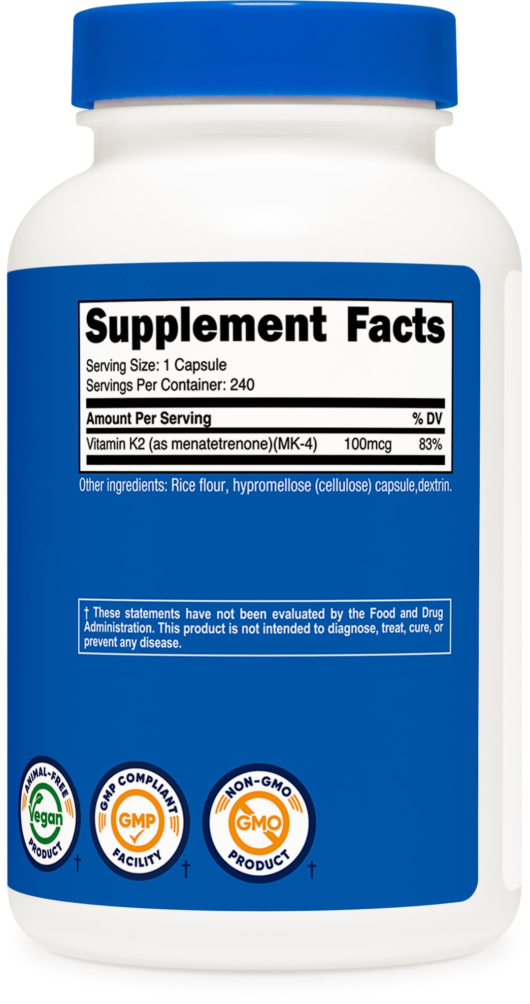 Nutricost Vitamina K2 MK-4 100mcg — 240 Cápsulas